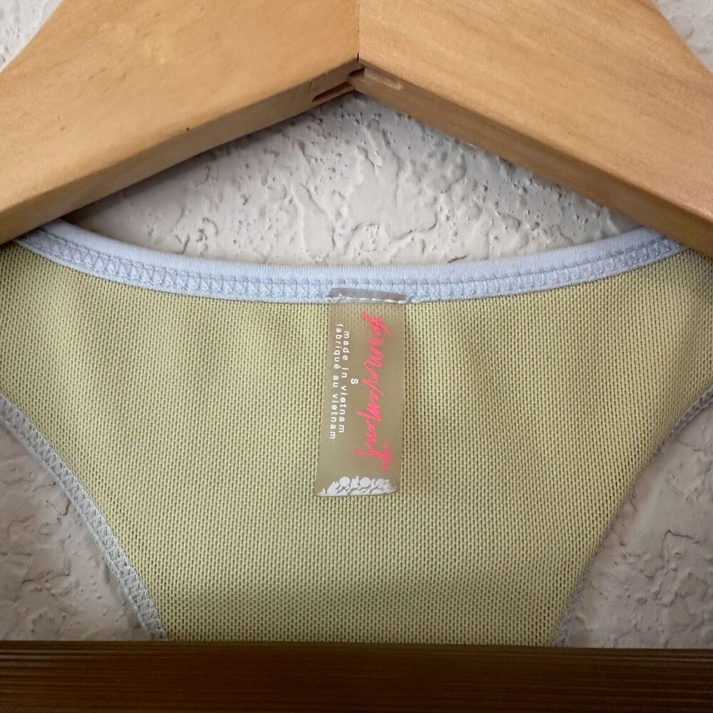 Free People Two-Tone White and Pale Yellow Racerback Sports Bra - Picture 7 of 10